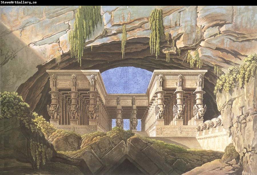 Karl friedrich schinkel The Portico of the Queen of the Night-s Palace,decor for Mozart-s opera Die Zauberflote